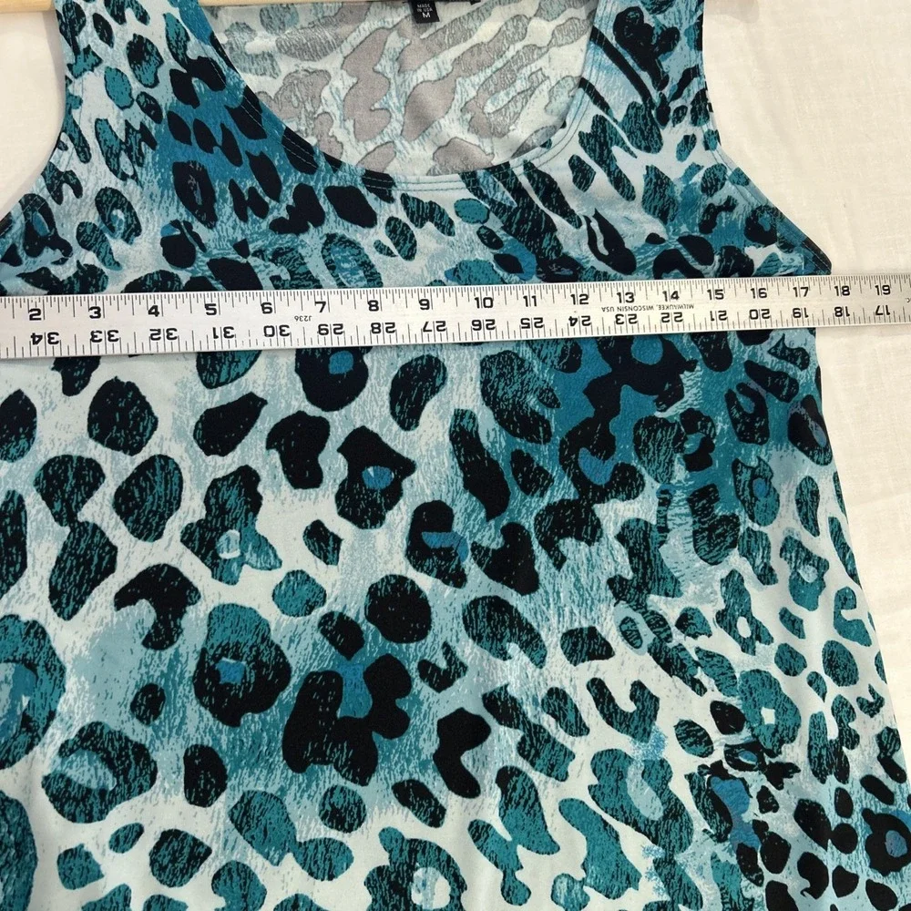 Slinky Brand Womens Twinset Blue Travel Set Top M Animal Print Cardigan Tank - Picture 5 of 11